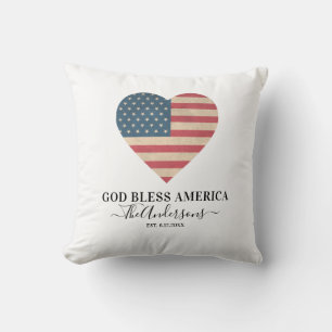 Monogram Patriotic USA American Flagga Heart Kudde