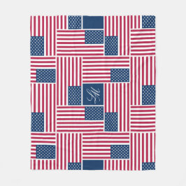 Monogram patriotisk amerikansk flagga Americana Fleecefilt