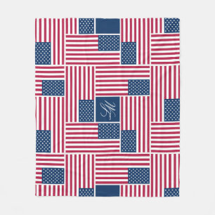 Monogram patriotisk amerikansk flagga Americana Fleecefilt