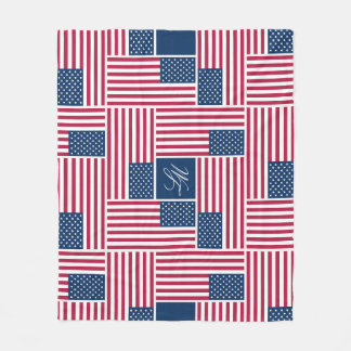 Monogram patriotisk amerikansk flagga Americana Fleecefilt