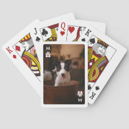 Monogram Paw Skriv ut rött hjärtfoto Casinokort