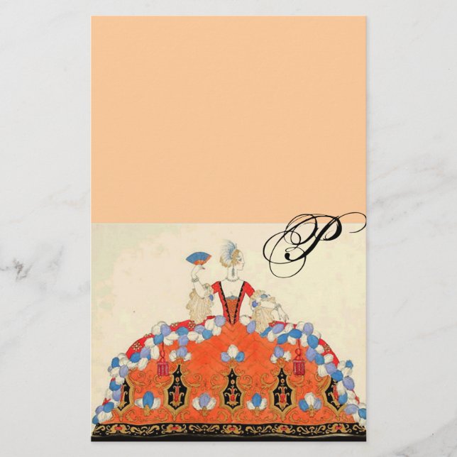 MONOGRAM Peach dam ORANGE MODE COSTUME DESIGN Brevpapper (Framsida)