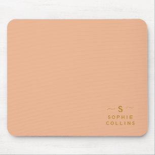 Monogram  Peach Guld-minimalistisk Elegant Namn Musmatta
