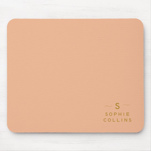 Monogram  Peach Guld-minimalistisk Elegant Namn Musmatta (Framsidan)