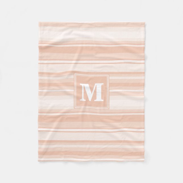 Monogram peach rand fleecefilt (Framsidan)