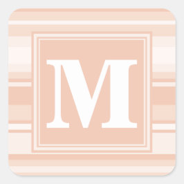 Monogram peach rand fyrkantigt klistermärke