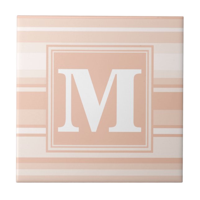 Monogram peach rand kakelplatta (Framsidan)