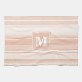Monogram peach rand kökshandduk