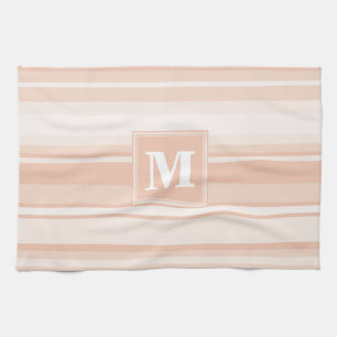 Monogram peach rand kökshandduk