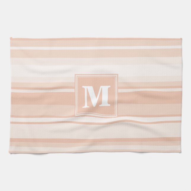 Monogram peach rand kökshandduk (Horisontell)