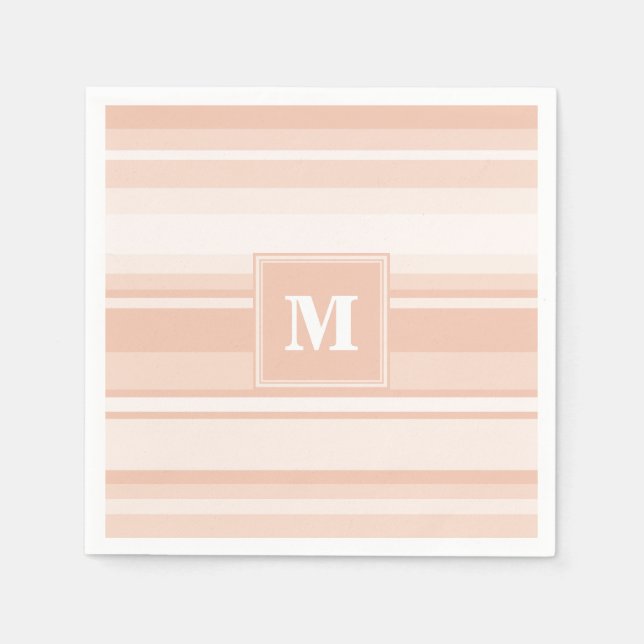 Monogram peach rand pappersservett (Framsidan)