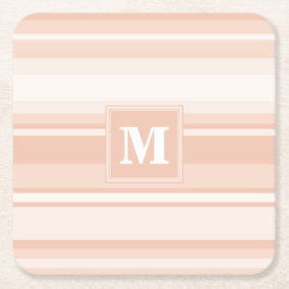 Monogram peach rand underlägg papper kvadrat