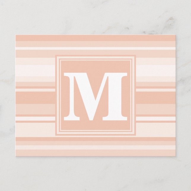 Monogram peach rand vykort (Framsida)