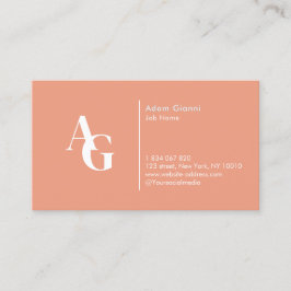 Monogram Peach Rosa Affärskort Visitkort