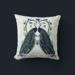 Monogram PEACOCK HEART Bröllop-årsdagen Anpassning Kudde<br><div class="desc">Den attraktiva Peacock-julen är en levande blå grönt med fjädrar. Du kan redigera mallens fält med hjälp av fliken Anpassa eller Anpassa.</div>
