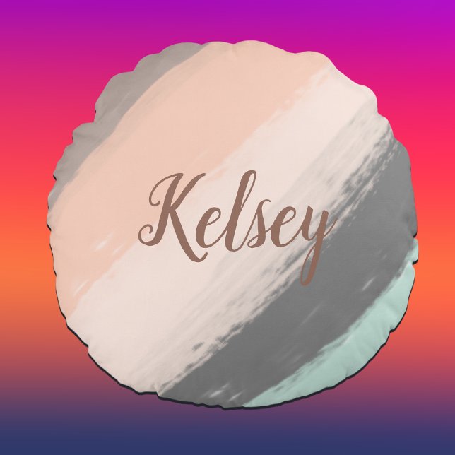 Monogram-penseldrag färgstarka | rund kudde (Skapare uppladdad)