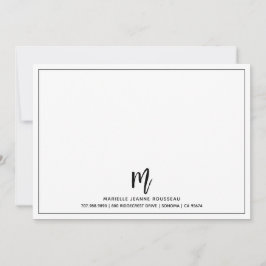 Monogram-penselskript Initial Namn Gräns Anteckningskort