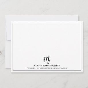 Monogram-penselskript Initial Namn Gräns Anteckningskort