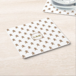 Monogram, Pepparkaksgubbe Mönster Underlägg Papper Kvadrat