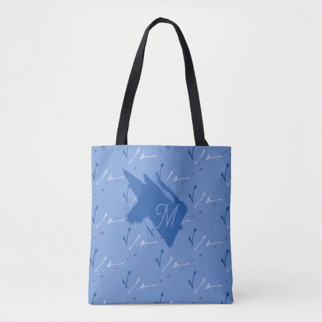 Monogram Periwinkle Blue Whimsical Graphic Doodle Tygkasse (Framsida)