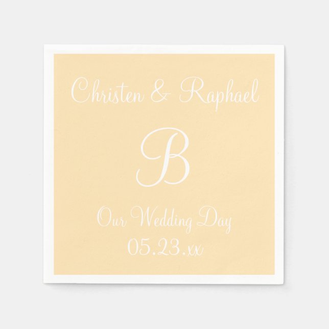 Monogram persikoklasser Färg-koordinerade servette Pappersservett (Framsidan)