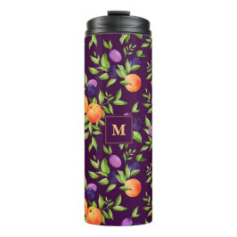 Monogram persikor Plums Lila Cute Fruit Botanical