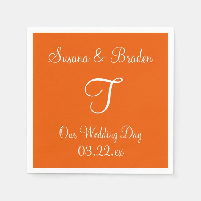 Monogram Persimmon Simple Färg Matching Papper Nap Pappersservett (Framsidan)