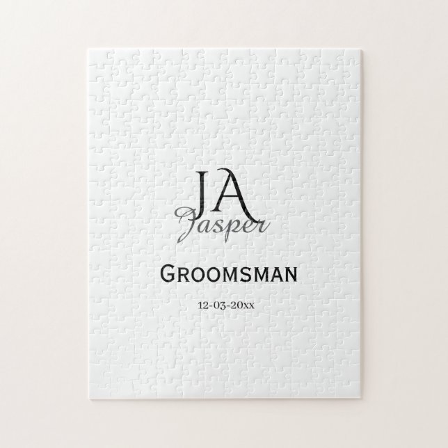 Monogram personalized groomsman best man name date pussel (Vertikal)