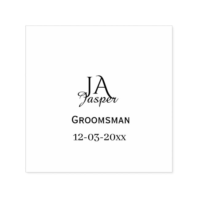 Monogram personalized groomsman best man name date självfärgande stämpel (Design)
