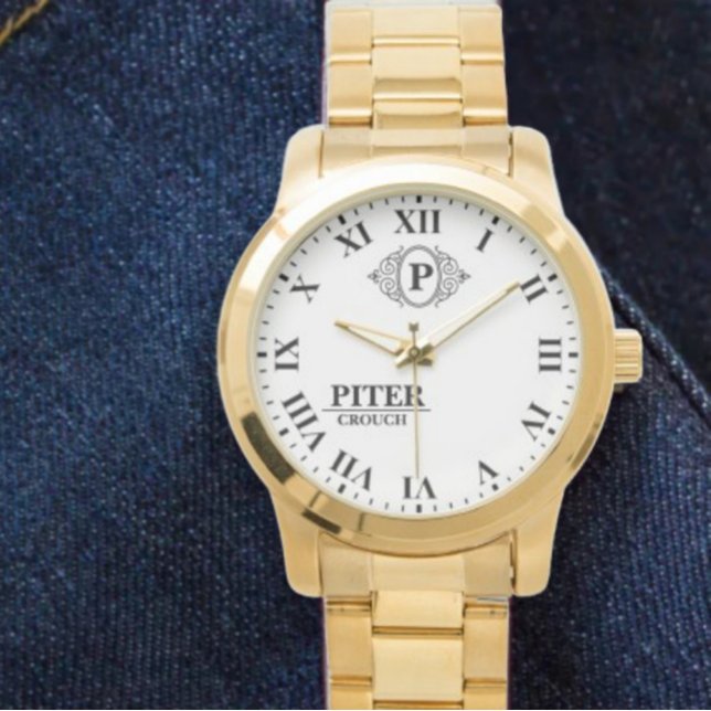 Monogram Personalized Name Initial simple Armbandsur (Skapare uppladdad)