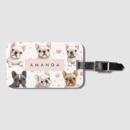Monogram Personlig Adsible Fransk Bulldog Bagagebricka
