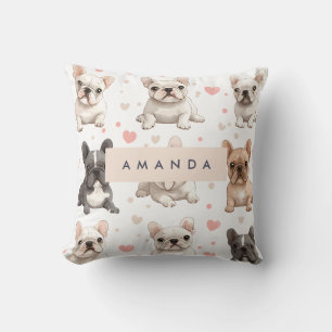 Monogram Personlig Adsible Fransk Bulldog Kudde