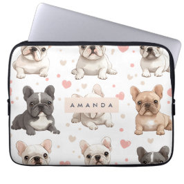 Monogram Personlig Adsible Fransk Bulldog Laptop Fodral