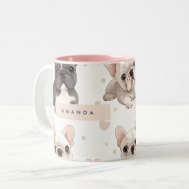 Monogram Personlig Adsible Fransk Bulldog Två-Tonad Mugg