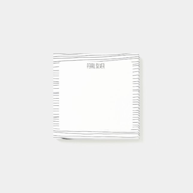 Monogram Personlig av handgjord Linjer ANPASSNINGS Post-it Block (Framsida)