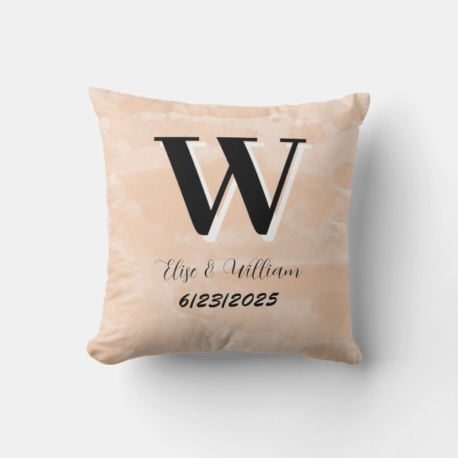 Monogram personlig boho bröllop keepsak kudde (Framsida)