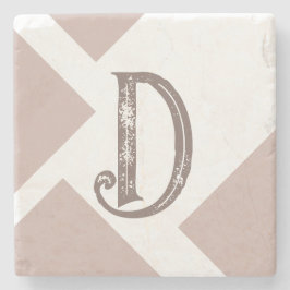 Monogram personlig brun neutralt geometrisk stenunderlägg