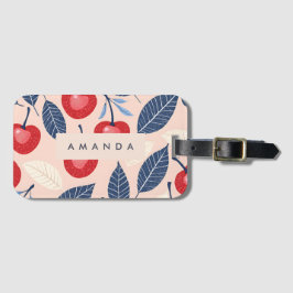 Monogram Personlig Cherry och Löv Mönster Bagagebricka