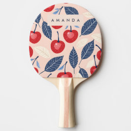 Monogram Personlig Cherry och Löv Mönster Pingisracket