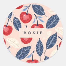 Monogram Personlig Cherry och Löv Mönster