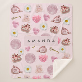 Monogram Personlig Coquette Rosa Måne Feminine