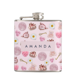 Monogram Personlig Coquette Rosa Måne Feminine Fickplunta