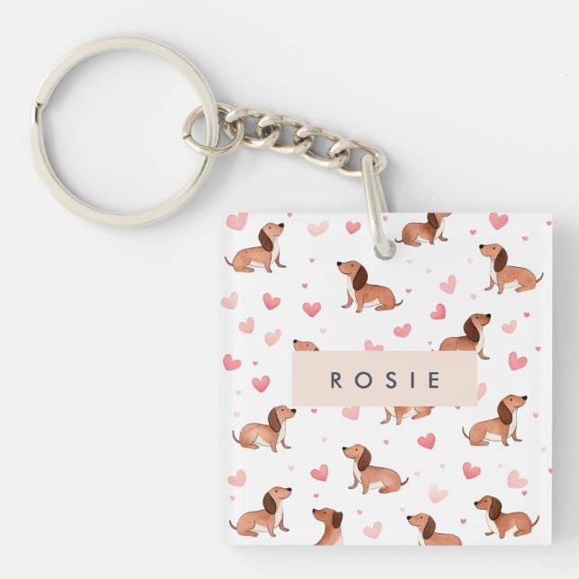 Monogram Personlig Cute Dachshund Hund (Framsidan)
