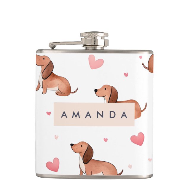 Monogram Personlig Cute Dachshund Hund Fickplunta (Framsidan)