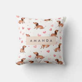 Monogram Personlig Cute Dachshund Hund Kudde