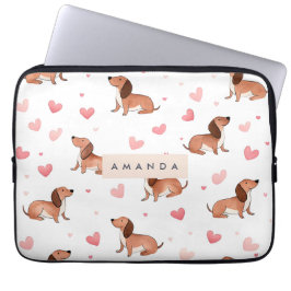 Monogram Personlig Cute Dachshund Hund Laptop Fodral