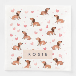 Monogram Personlig Cute Dachshund Hund Pappersservett