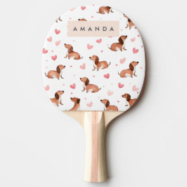 Monogram Personlig Cute Dachshund Hund Pingisracket
