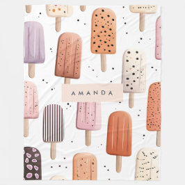 Monogram Personlig Cute Popsicle Mönster Fleecefilt