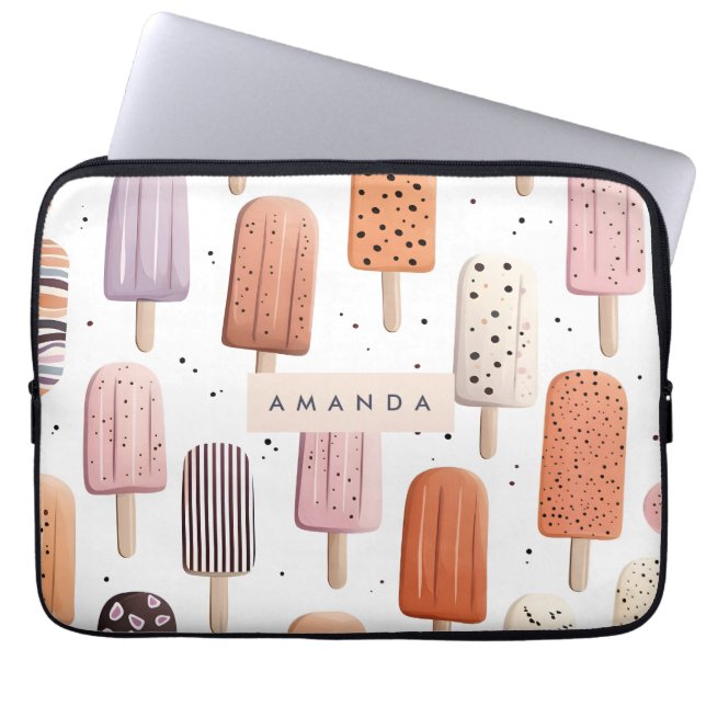 Monogram Personlig Cute Popsicle Mönster Laptop Fodral (Framsidan)